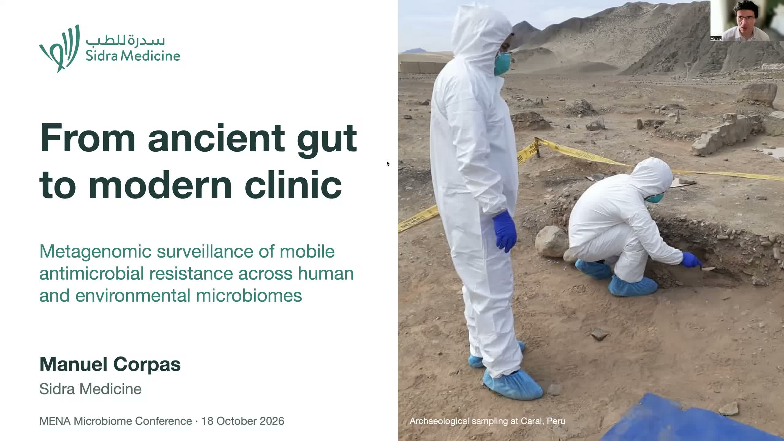 From ancient gut to modern clinic, Manuel Corpas presenting